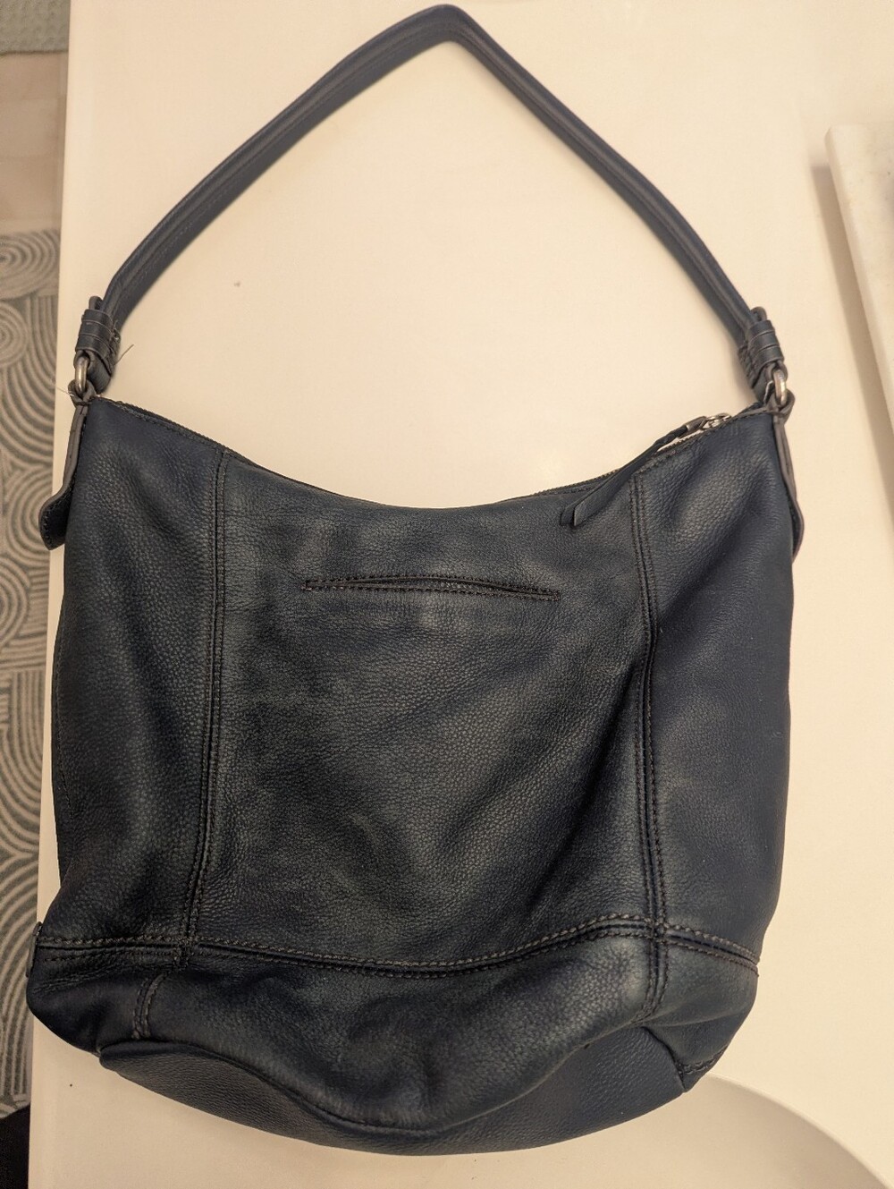 The Sak Navy Leather Hobo Shoulder Bag